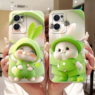 Dành Cho OPPO Reno7 5G CPH2371 Vỏ Hoạt Hình Mèo Thỏ Dễ Thương Reno 7 5G (Toàn Cầu) Vỏ Điện Thoại Silicon Mềm Bảo Vệ Ống Kính