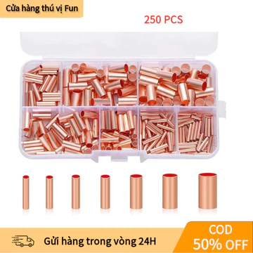 【COD】Set 250 Đầu Nối Dây Bằng Đồng Uốn Dạng Ống, Nối Dây 1-6mm Chống Oxy Hóa