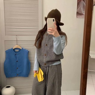 Áo Cardigan Len Màu Đỏ Phong Cách Vest Nhỏ Gọn, Thích Hợp Mùa Thu Đông