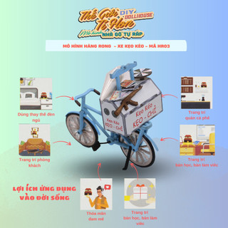 Xe Hàng Rong - Xe Kẹo Kéo - Mô Hình Tự Lắp  - Thế Giới Tí Hon Thu Nhỏ - HR03