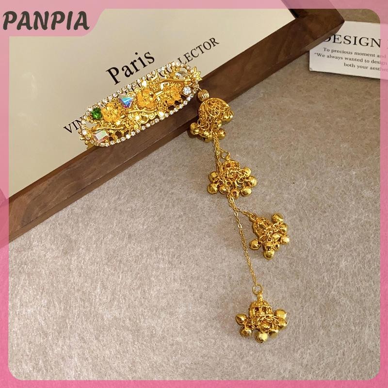 PANPIA-Long Xích Tua Rua Kẹp Tóc Cho Nữ Hoa Chuông Hình Kẹp Tóc Cô Dâu Cưới Dân Tộc Tóc Trang Sức