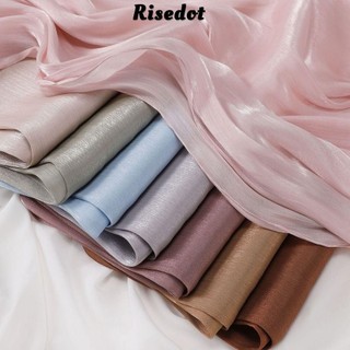 Khăn lụa RISEDOT, Khăn choàng chống nắng màu trơn tỏa sáng, voan dài voan mềm thời trang Hijab che mặt ngoài trời