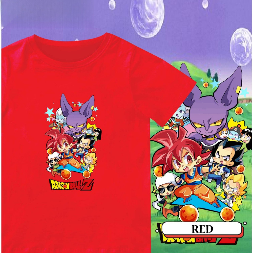 Áo thun ngắn tay in hình Dragon Ball 2D cho trẻ em cổ tròn Unisex