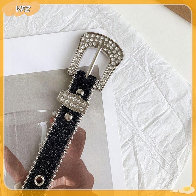 Louislifecool Y2K Bé Gái Goth Kim Cương Giả Thắt Lưng Thời Trang Nữ Dây Da Kim Cương Giả Thắt Lưng Cao Bồi Phương Tây Cho Quần Jean Nam Dropship Mới