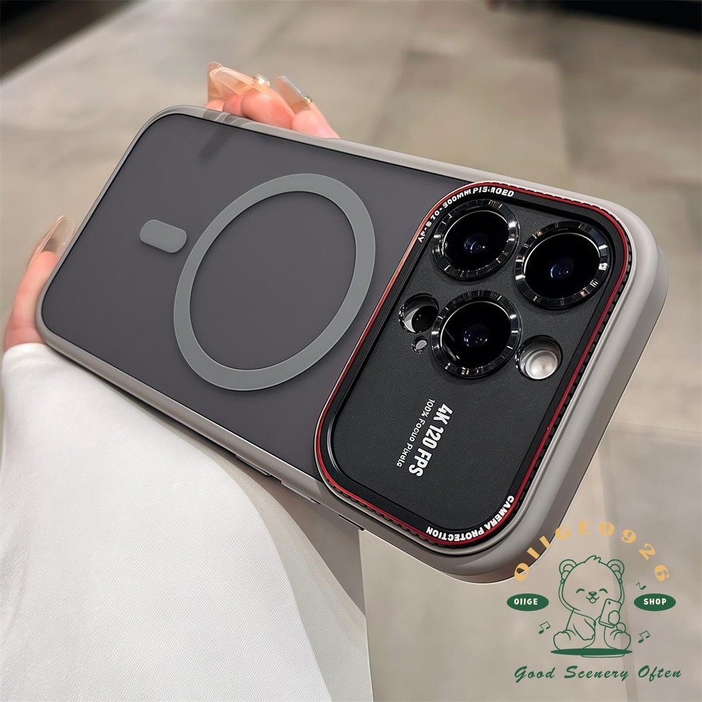 Lycra Cửa sổ lớn từ tính Vỏ điện thoại iphone16 Pro Max 15 14 vỏ cho vỏ iPhone Vỏ mềm silicon TPU Acrylic chống sốc
