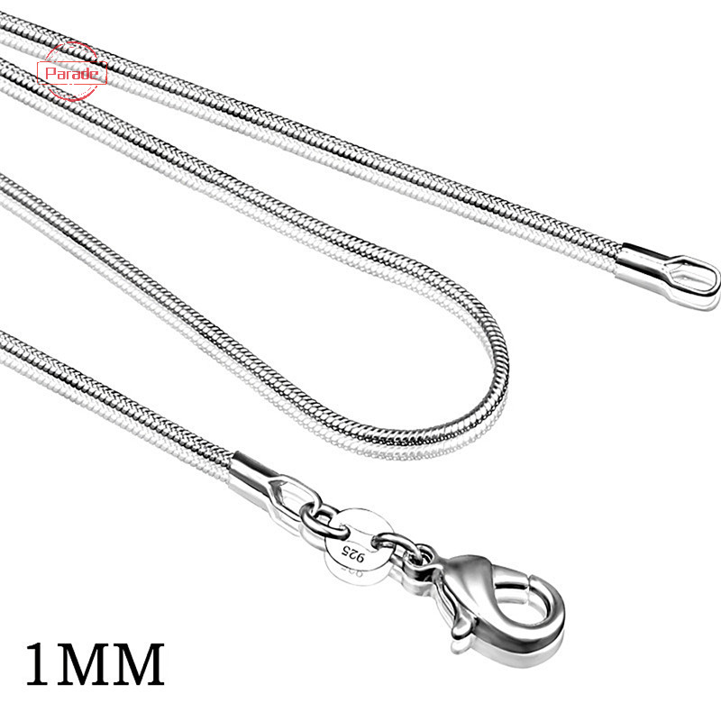 Diễu Hành Thời Trang Bạc 925 Tem 925 Rắn Dây Chuyền 1mm Vòng Cổ 16 "18" 20 "22" 24 "VN