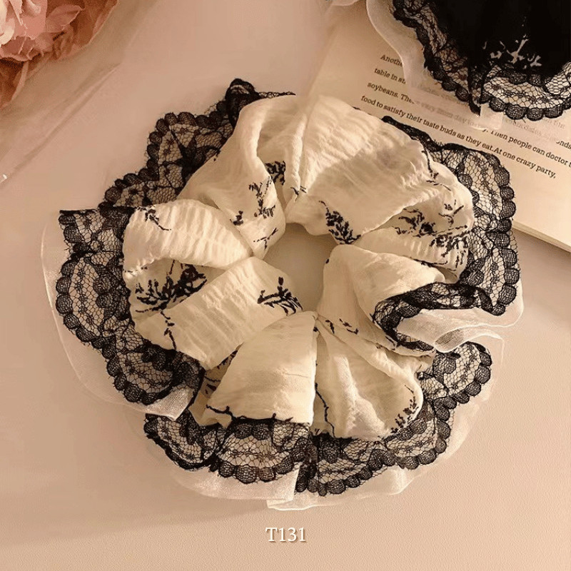 Dây Cột Tóc Scrunchies Viền Ren Tiểu Thư Xinh Xắn Phong Cách Hàn Quốc Phụ Kiện Tóc Nữ và Bé Gái