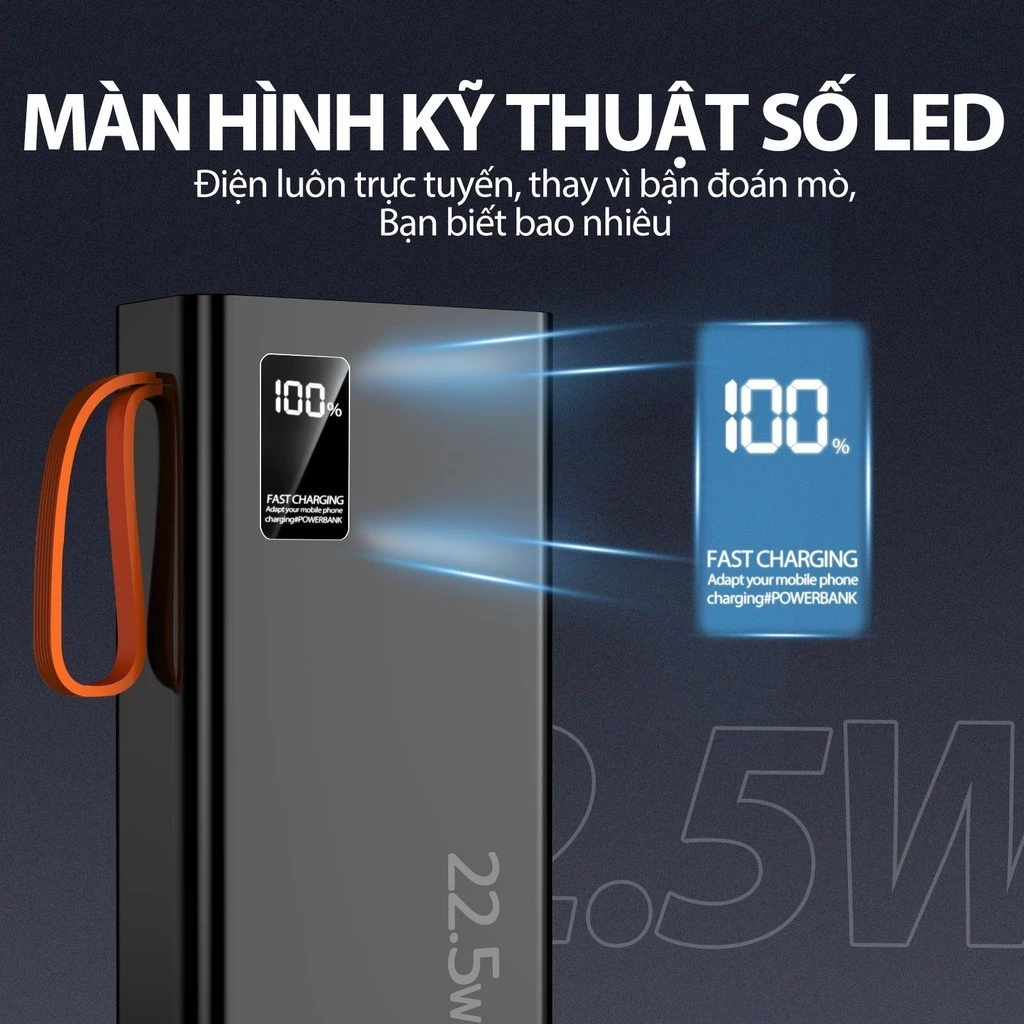 Bộ sạc dự phòng mini GOOJODOQ Bộ sạc nhanh 22,5w Màn hình nguồn LED 20000mAh có chế độ đèn pin