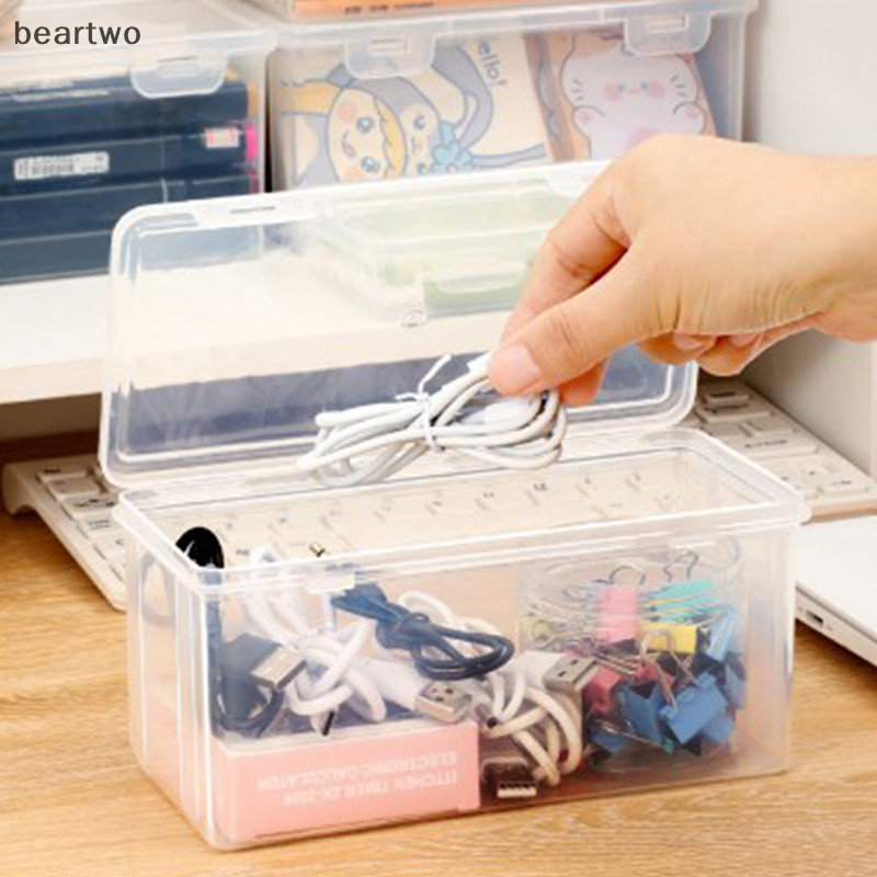 < Beartwo > Hộp bút chì trong suốt Nhựa al Văn phòng phẩm Hộp đựng văn phòng phẩm Bút sắp xếp Đồ dùng lưu trữ Đẹp