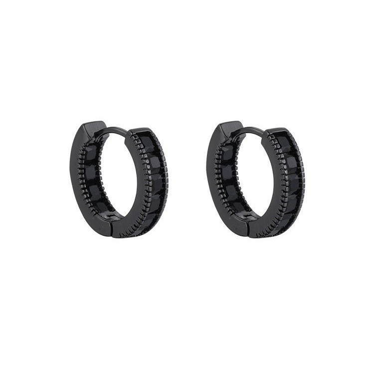 Bông Tai Zircon Đen Sáng Tạo Nam Nữ Thời Trang Cao Cấp Retro