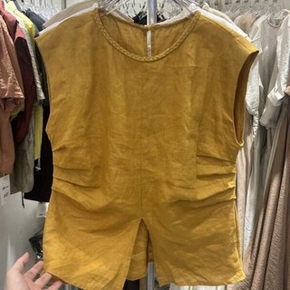 Pháp Thiết Kế Tối Giản Cảm Giác Xếp Ly Slit Linen Áo Sơ Mi Nữ Phong Cách Mùa Hè Sang Trọng Áo Sơ Mi Nhỏ Phù Hợp Với Hàng Đầu