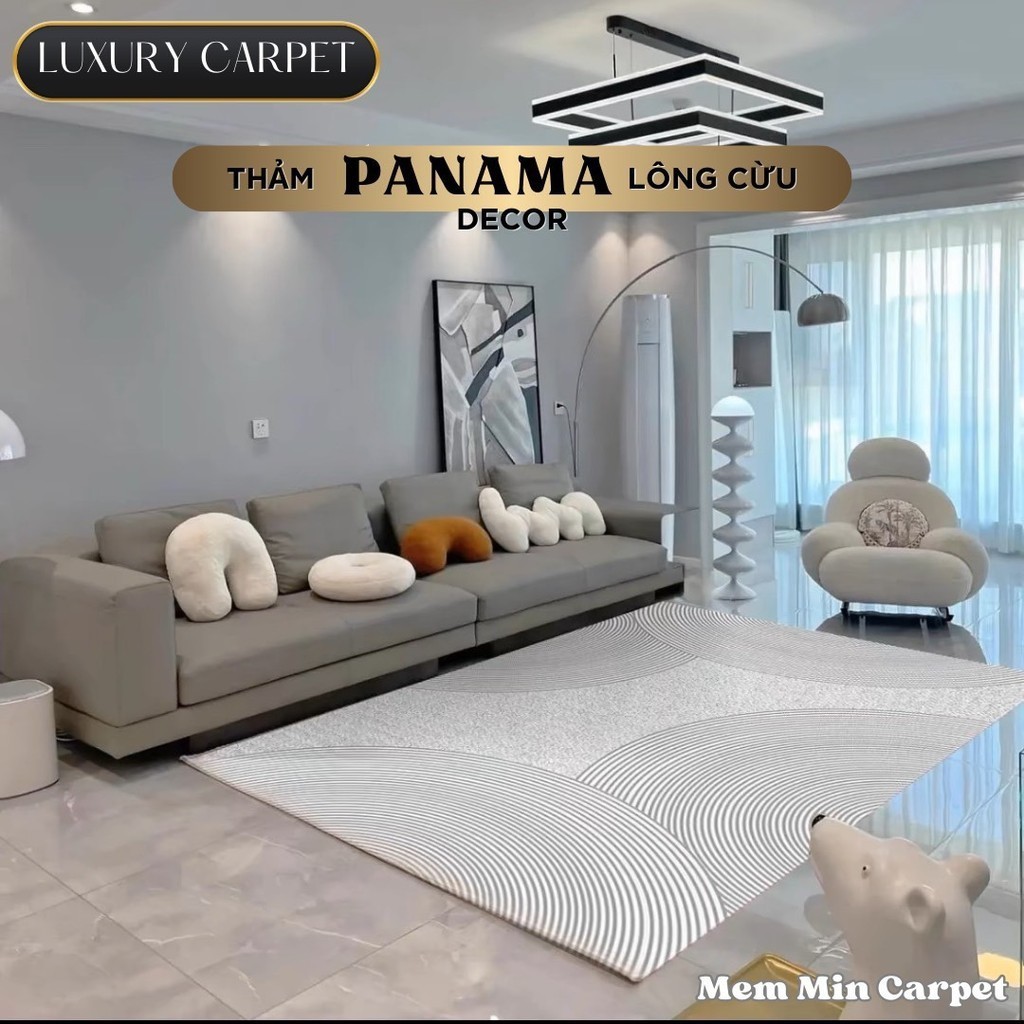 (TH27) Thảm Panama Lông Cừu Cao Cấp Chất Liệu Lông Cừu Siêu Mềm Mịn Mướt, Thiết Kế Sang Trọng, Hiện Đại 27- Memmincarpet