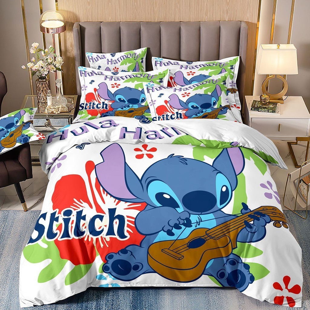 ST2 Stitch Suit Ga trải giường Vỏ chăn gối Bộ chăn ga gối chất lượng cao cấp có thể giặt được Phòng ngủ gia đình 3IN1 TS2
