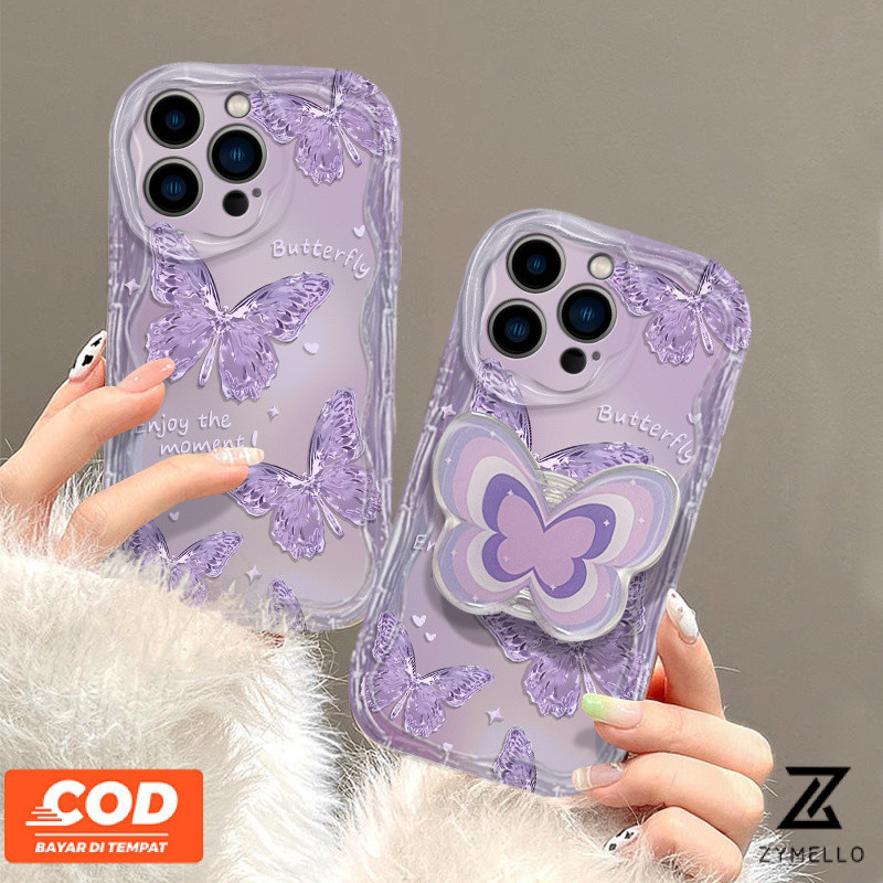 Funda Soporte Tarjetas Imán Funda OPPO A9 2020 Mariposa 3D | Carcasa Libro PU Con Soporte Y Tarjetero Carcasa Flip Mariposa Morado