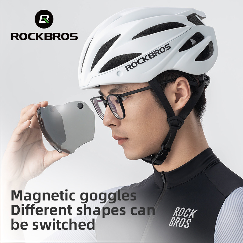 Mũ bảo hiểm xe đạp Rockbros Aero với kính từ tính và vỏ dày - Phù hợp cho cả đường trường và leo núi