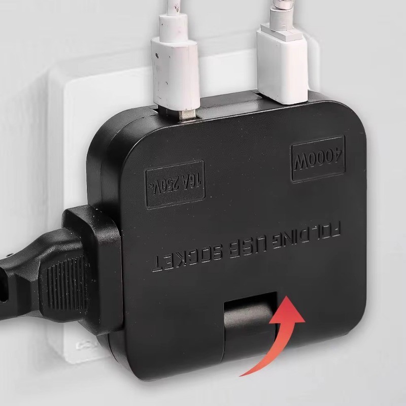 Phích cắm EU - Ổ cắm AC - Phích cắm EU xoay 180 độ - Bộ chuyển đổi ổ cắm USB sang EU 4 trong 1 - Ổ cắm chuyển đổi ổ cắm không dây Mini Mini đa lỗ - Ổ cắm mở rộng Ổ cắm AC