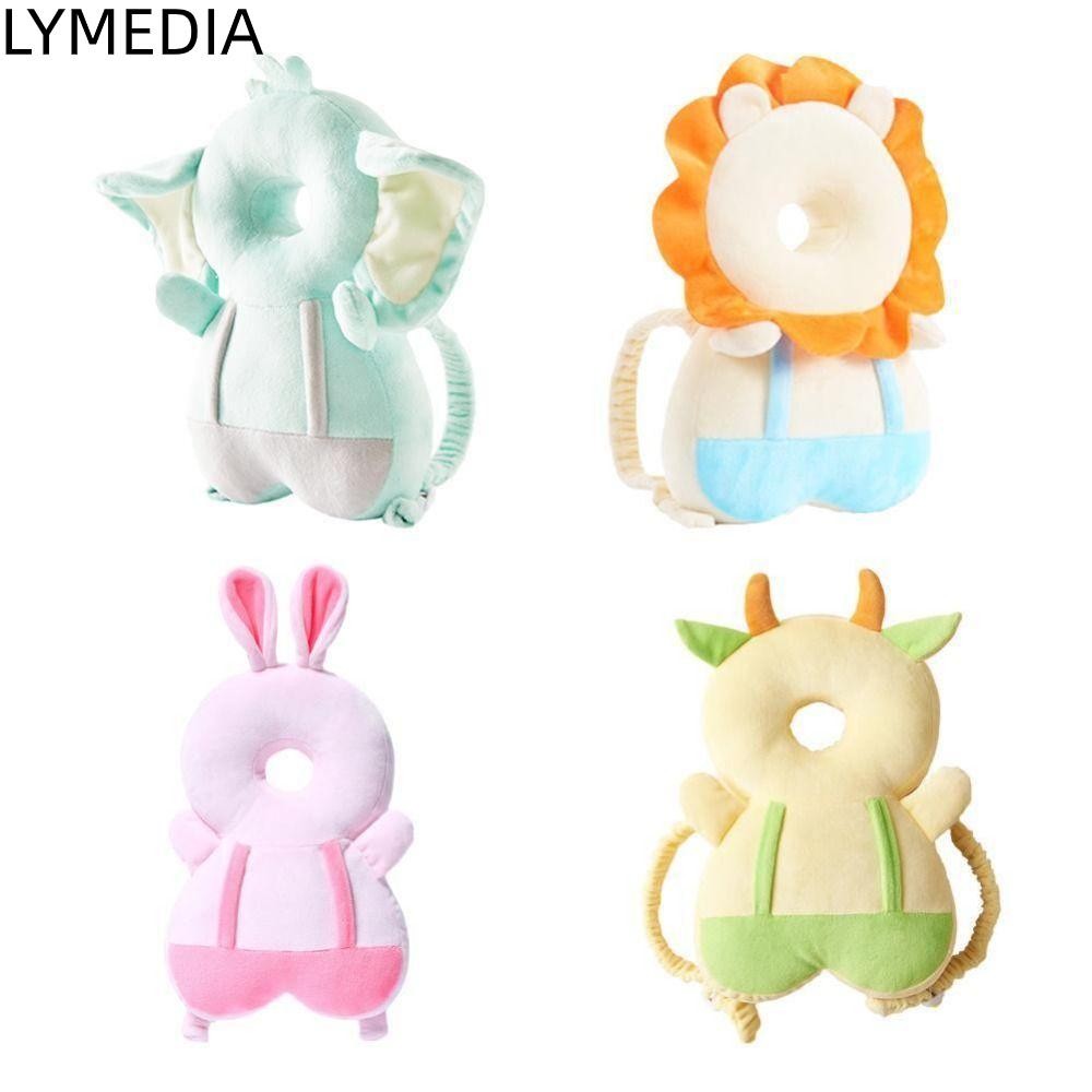 LYMEDIA Bảo Vệ Đầu Cho Bé, Cotton Điều Chỉnh Dây Đeo Cho Bé Ba Lô Gối, Hoạt Hình Động Vật Mềm Giảm Sốc Mùa Thu Đệm Lưng An Toàn Cho Bé