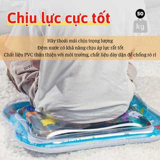 Miếng lót bơm hơi nước Bunnies gấp gọn nhanh họa tiết đáng yêu bé vui chơi an toàn kèm phụ kiện