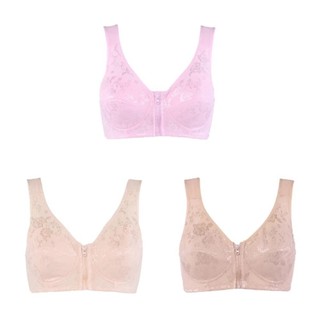 WEETW Người cao tuổi trung niên, Áo ngực không dây Cotton cỡ lớn dành cho mẹ, Đồ lót mềm có dây kéo phía trước Đồ lót bà bầu nữ