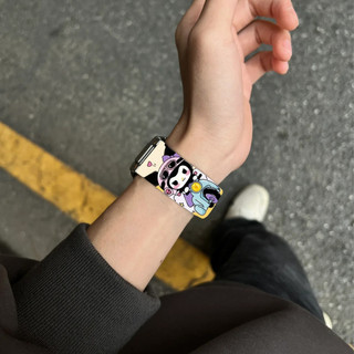 Dây đeo đồng hồ có khóa đôi mềm Dây đeo dây đeo hoạt hình Kuromi cho Apple Watch Ultra 2 / Ultra 49mm S9 S8 7 SE 6 5 4 3 2 SE2 (49mm 45mm 44mm 41mm 40mm 42mm 38mm)