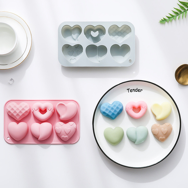 6 Khoang Khác Nhau Hình Trái Tim Khuôn Silicon Sáp Chai Đường Khuôn Socola Khuôn Bánh Khuôn Xà Phòng Handmade Khuôn Làm Bánh DIY Khuôn Nướng Bánh