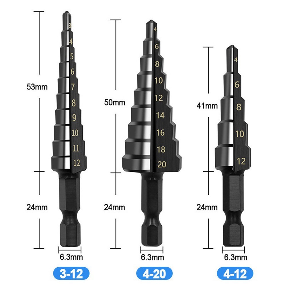[Smellshi] Mũi khoan bước rãnh thẳng phủ nitơ 3-12mm 4-12mm 4-20mm Máy cắt lỗ