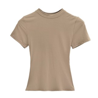 Áo thun nữ cổ tròn tay ngắn Skims mùa hè ôm sát co giãn cao | Áo crop top dáng ngắn chất mỏng mềm mát form đẹp