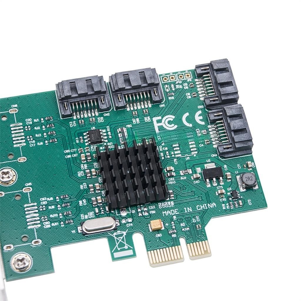 Jmt 5Gbps PCIE x1 đến 4 Cổng SATA 3.0 III Bộ điều khiển PCI-E sang SATA3.0 Card Hub Adapter Thẻ mở rộng Bộ chuyển đổi PCI Express