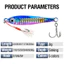 Mồi câu cá Jig kim loại 7g 10g 15g 20g 30g 40g 60g Thìa kim loại cứng chìm phát sáng Mồi nhân tạo đúc dài với mắt 3D và móc Treble.