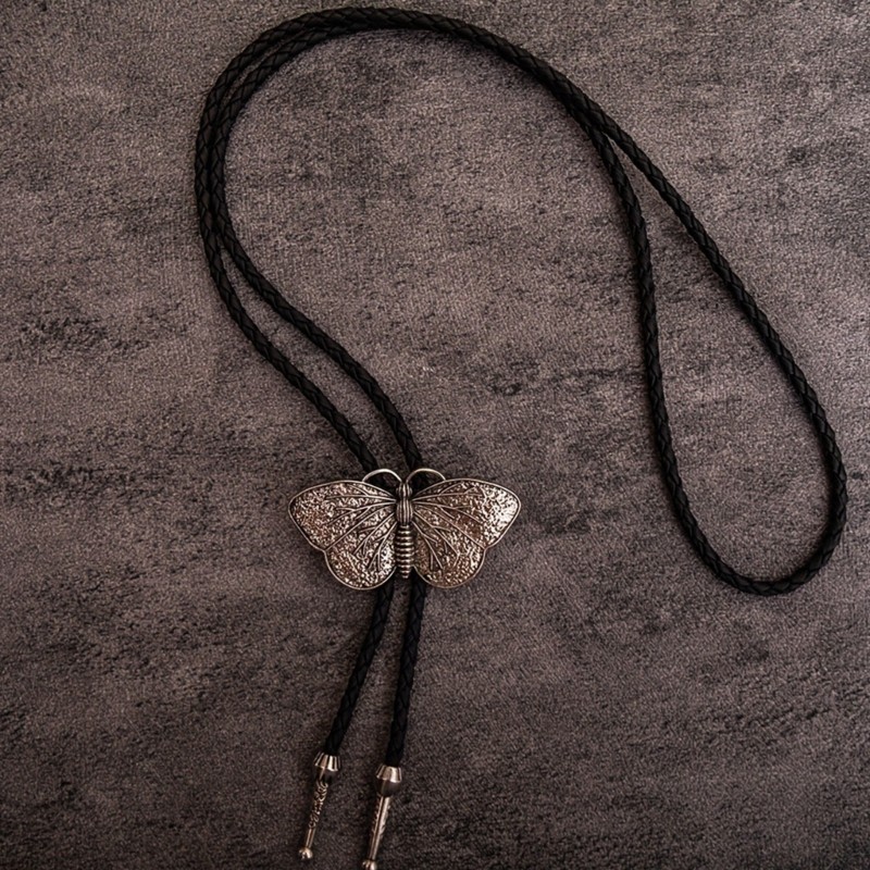 Dasbsug Rodeos Bolo Tie Dành Cho Nam Nữ Kim Loại Đại Bàng Bướm Mặt Dây Da Cà Vạt