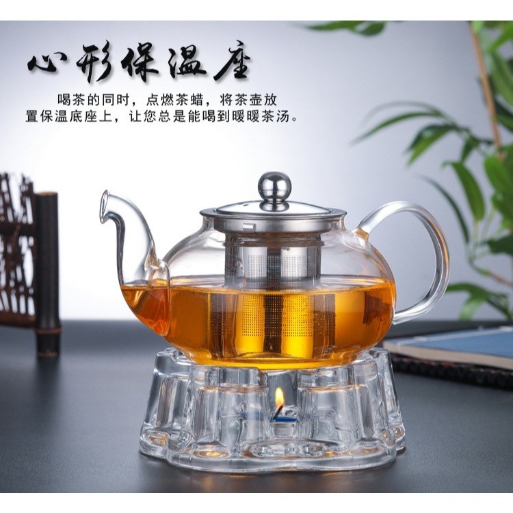 Ấm Thủy Tinh Pha Trà Có Lõi Lọc Inox Có Thể Đun Trên Bếp