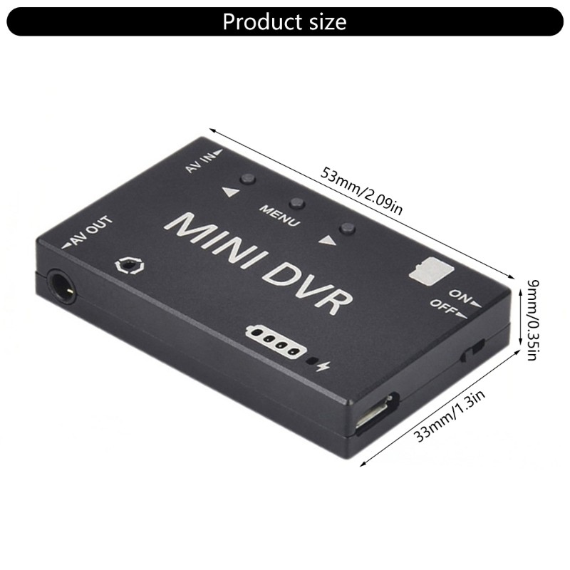 Redbaiaa1 Mini FPV DVR Đầu Ghi Âm Video Cho FPV Điều Khiển Từ Xa Kính Multicopter Màn Hình Tích Hợp 3 7V 400Mah