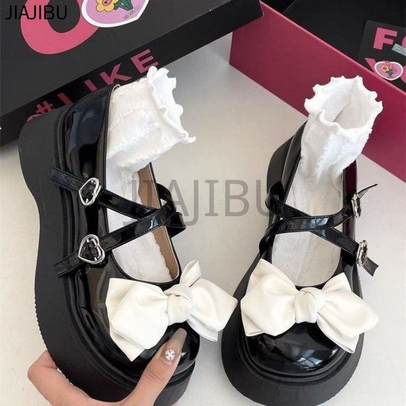 Size 34-46 Giày Nữ Cỡ Lớn 45 Giày Da Nơ Màu Be Phong Cách Anh Quốc 44 Korean Fashion Platform Mary Jane Shoes 43 Giày Búp Bê Khóa Tình Yêu Mũi Tròn Chống Trượt 42 Giày Ngón Chân Cái French Princess Style Cosplay Doll Shoes Giày Đi Học Màu Đen Giày Lolita