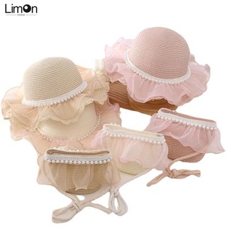 Nón Cối Rộng Vành Phối Ren Hoa Phong Cách Công Chúa Cho Bé Gái