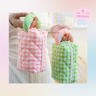Túi đựng mỹ phẩm Melody sọc ca rô 2 kích thước makeup bag