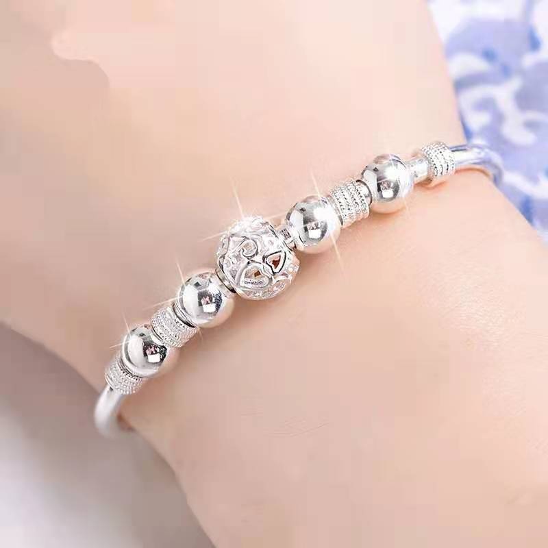 Thương hiệu phổ biến Bạc 925 Charm Hạt may mắn Lắc tay cho nữ vòng tay trang sức thời trang