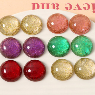 20mm nửa trong suốt dây vàng vẽ thạch Nửa Viên diy Nhựa phụ kiện bông tai kẹp tóc vỏ điện thoại vật liệu bán buôn