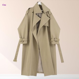 Kaki Loose Classic Trench Coat Chiều dài vừa phải Áo khoác ngoài