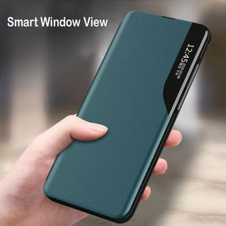 Ốp Da Cửa Sổ Clear View Sang Trọng Cho Samsung Galaxy S24 FE 23 Plus S22 Ultra S21 FE Flip Vỏ Bảo Vệ Chống Sốc