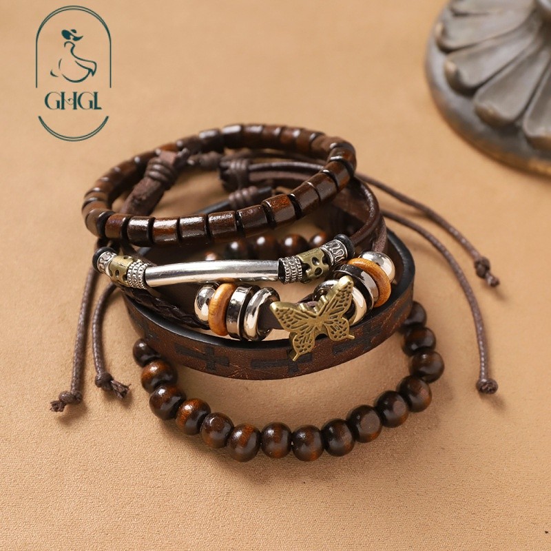 GHGl❤️Handmade Bohemian Kỳ Lạ Vòng Tay Retro Phong Cách Dân Tộc Nam Nữ Dệt Nhiều Lớp Vòng Tay Niche Vòng Tay
