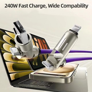 Cáp sạc USB PD 4 trong 1 240W Type C của Goojodoq sạc siêu nhanh hợp kim kẽm dày Chip E-Mark