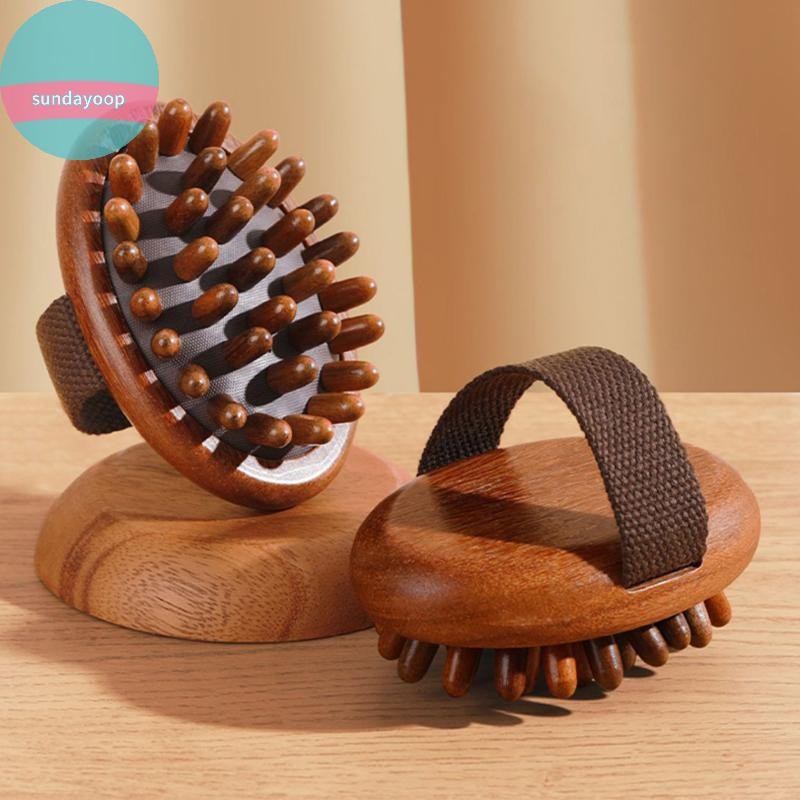 Sund Bàn chải massage kinh tuyến bằng gỗ túi khí cho da đầu, bụng, chân; dụng cụ massage 5 yếu tố, hỗ trợ lưu thông