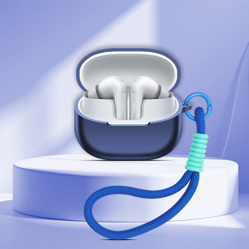 Vỏ tai nghe silicone màu trơn cho Baseus BP1 Pro, chống sốc, kèm dây buộc