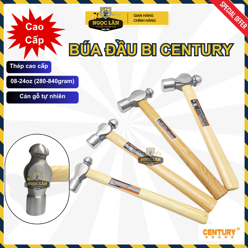 Búa bi cán gỗ USA 8-12-16-24Oz CENTURY LU-BBI-08