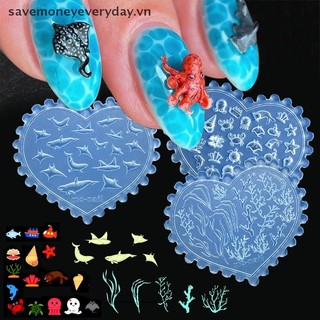 [savemoneyeveryday] 1 Cái Chủ Đề Đại Dương Cá Vàng Biển Sao Biển Anh Đào Dâu 3D Acrylic Móng Tay Khuôn Trang Trí Móng Tay DIY Khuôn Làm Móng Tay Silicon [vn]