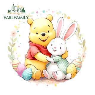 EARLFAMILY Winnie the Pooh với Thỏ Dán Xe Ô Tô Mũ Bảo Hiểm Xe Máy Xe Tay Ga Laptop Chống Thấm Nước Vinyl Decal Tắc Xước Kiểu Dáng Xe