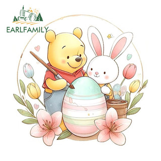 EARLFAMILY Winnie the Pooh với Thỏ Dán Xe Ô Tô Mũ Bảo Hiểm Xe Máy Xe Tay Ga Laptop Chống Thấm Nước Vinyl Decal Tắc Xước Kiểu Dáng Xe