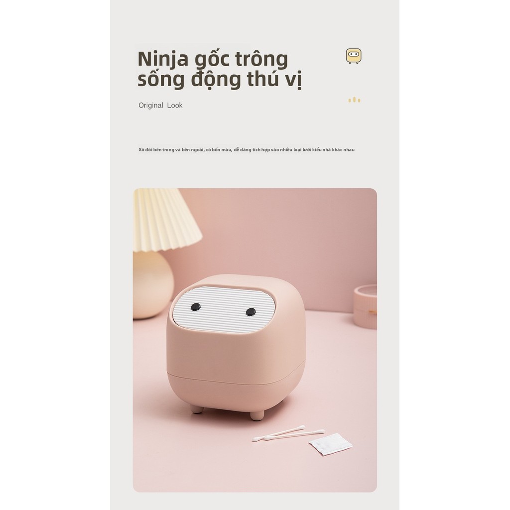 Thùng Rác Để Bàn Thông Minh - Nắp Ấn Khử Mùi - Đựng Rác Mini Cho Không Gian Hẹp