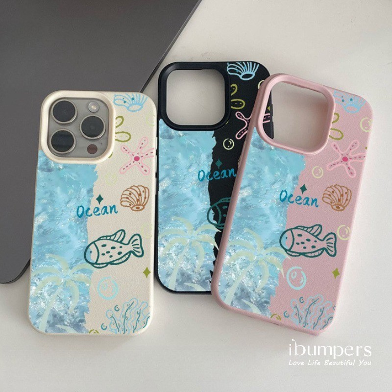 ibumpers Ốp Điện Thoại iPhone Họa Tiết Nguyên Tố Biển Hợp Thời Trang Cho IPhone 16 15 14 12 13 11 Pro Max IP 7 8 Plus X XS XR Ốp Lưng Mỏng Silicon Mềm Da Họa Tiết