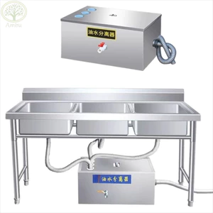 Bẫy mỡ AMLU, Thép không gỉ có tay cầm Bộ tách nước dầu bồn rửa, Bộ lọc dầu đầu vào mở rộng dày Bộ lọc dầu nước Resturant